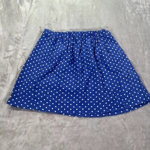 J.Crew Polka Dot Mini Skirt Womens 6 Blue White Linen Elastic Waist Spring Retro